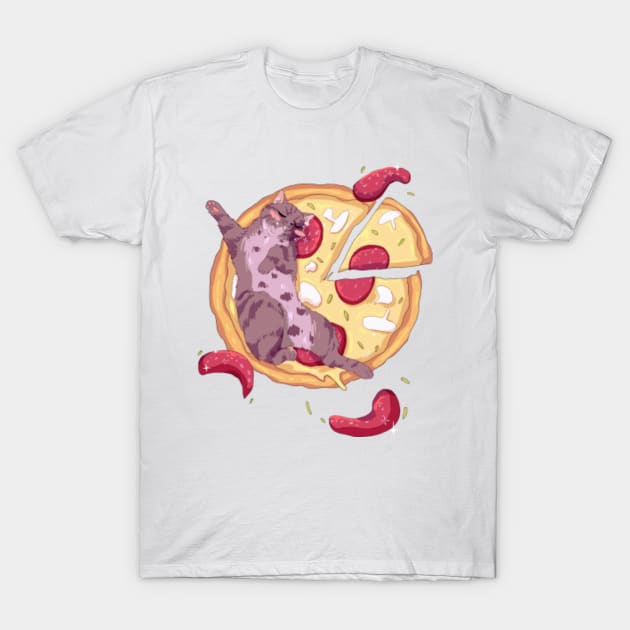Pizza cat T-Shirt by Mob0